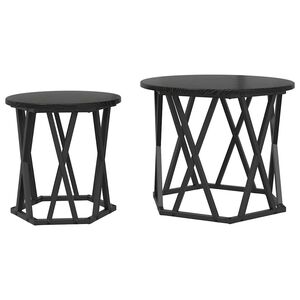 vidaXL Side Table 2 pcs Black Oak Engineered Wood and Steel