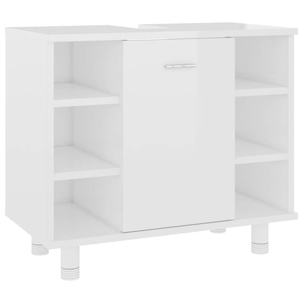 vidaXL Bathroom Cabinet High Gloss White 60x32x53.5 cm Engineered Wood