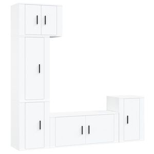 vidaXL 5 Piece TV Cabinet Set White Engineered Wood