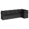 vidaXL 6 Piece Garden Sofa Set with Cushions Black Poly Rattan