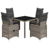 vidaXL 5 Piece Garden Bistro Set with Cushions Grey Poly Rattan