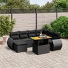 vidaXL 8 Piece Garden Sofa Set with Cushions Black Poly Rattan