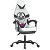 vidaXL Swivel Gaming Chair with Footrest White&Black Faux Leather