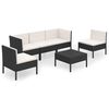 vidaXL 6 Piece Garden Lounge Set with Cushions Poly Rattan Black 