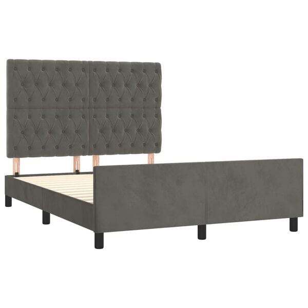 vidaXL Bed Frame without Mattress Dark Grey 137x187 cm Double Velvet