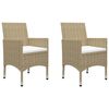 vidaXL 3 Piece Garden Bistro Set Poly Rattan and Tempered Glass Beige