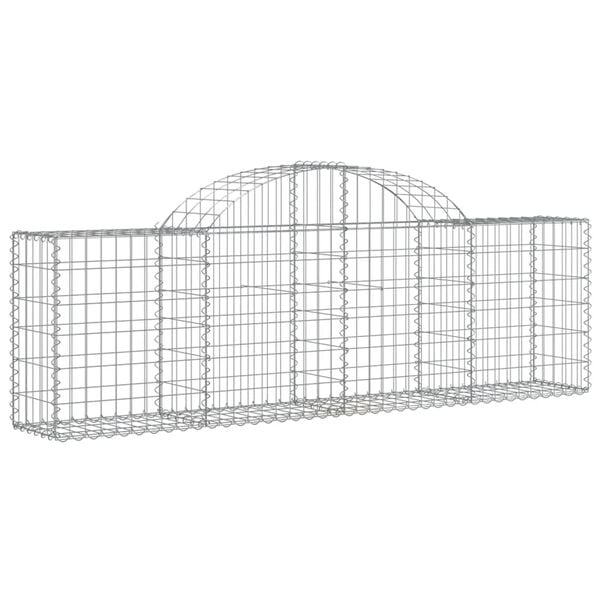 vidaXL Arched Gabion Basket 200x30x60/80 cm Galvanised Iron