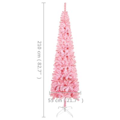vidaXL Slim Pre-lit Christmas Tree Pink 210 cm