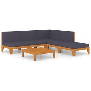 vidaXL 6 Piece Garden Lounge Set with Cushions Solid Acacia Wood