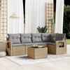 vidaXL 6 Piece Garden Sofa Set with Cushions Beige Poly Rattan