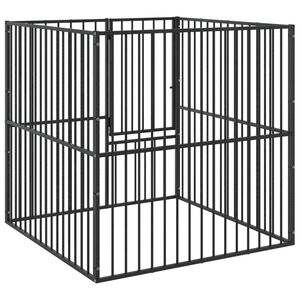 vidaXL Dog Playpen 4 Panel Black Galvanised Steel