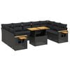 vidaXL 11 Piece Garden Sofa Set with Cushions Black Poly Rattan