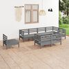 vidaXL 8 Piece Garden Lounge Set Solid Wood Pine Grey
