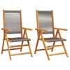 vidaXL Folding Chairs 2 pcs Grey Solid Wood Acacia and Polypropylene
