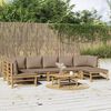 vidaXL 8 Piece Garden Lounge Set with Taupe Cushions Bamboo