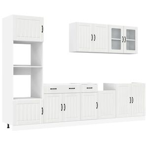 vidaXL 7 Piece Kitchen Cabinet Set Lucca High Gloss White Engineered Wood