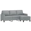 vidaXL 3-Seater Sofa with Footstool Light Grey 180 cm Fabric