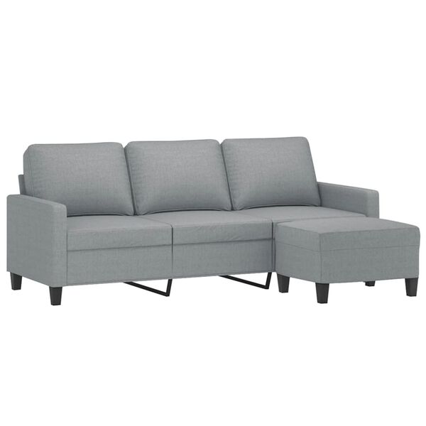 vidaXL 3-Seater Sofa with Footstool Light Grey 180 cm Fabric