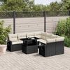 vidaXL 9 Piece Garden Sofa Set with Cushions Black Poly Rattan