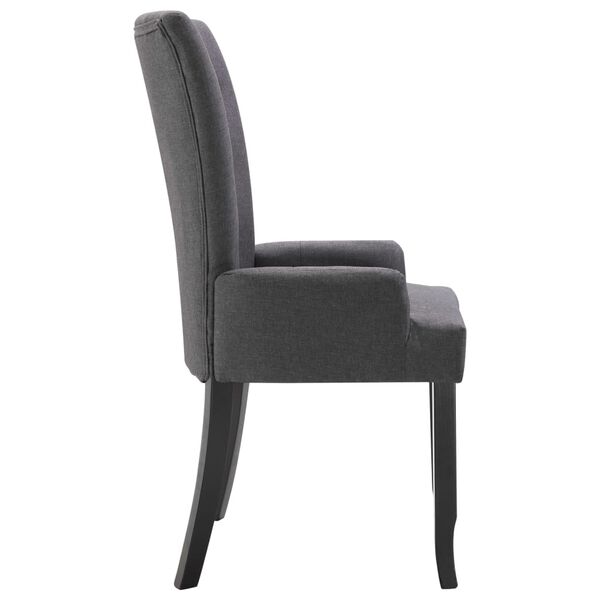 vidaXL Dining Chairs with Armrests 2 pcs Dark Grey Fabric