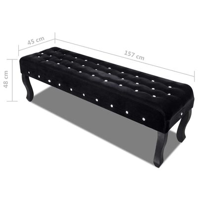 vidaXL Black Bench Velvet Fabric with Crystal Buttons