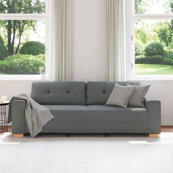 vidaXL 3-Seater Sofa Dark Grey 220x78x80 cm Fabric