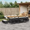 vidaXL 15 Piece Garden Dining Set with Cushions Black Poly Rattan