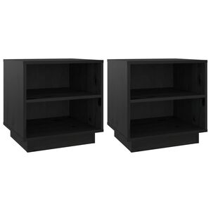 vidaXL Bedside Cabinet | Set of 2 | Black | Solid Pine Wood | Medium