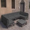 vidaXL 7 Piece Garden Lounge Set with Cushions Black Solid Pinewood