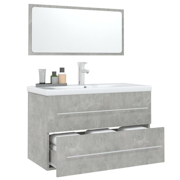 vidaXL 3 Piece Bathroom Furniture Set Concrete Grey