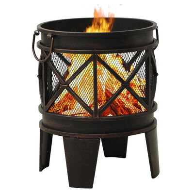 vidaXL Rustic Fire Pit with Poker Φ42x54 cm Steel