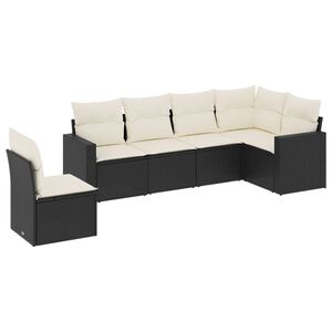 vidaXL 6 Piece Garden Sofa Set with Cushions Black Poly Rattan