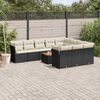 vidaXL 11 Piece Garden Sofa Set with Cushions Black Poly Rattan