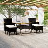 vidaXL 5 Piece Garden Dining Set Poly Rattan & Solid Acacia Wood Black