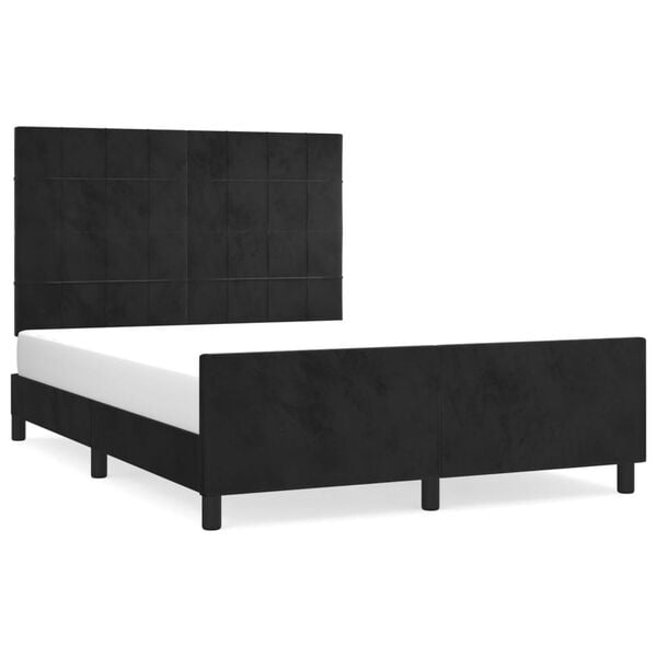 vidaXL Bed Frame without Mattress Black 137x187 cm Double Velvet
