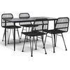 vidaXL 5 Piece Garden Dining Set Black Poly Rattan