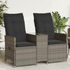 vidaXL Reclining Garden Sofa 2-Seater with Table Grey Poly Rattan