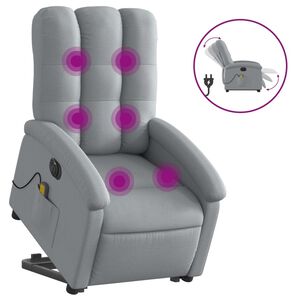 vidaXL Electric Stand up Massage Recliner Chair Light Grey Fabric