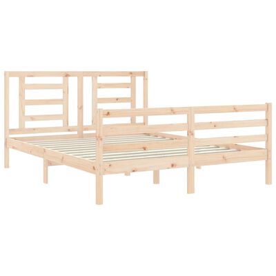 vidaXL Bed Frame with Headboard King Size Solid Wood
