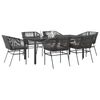 vidaXL 7 Piece Garden Dining Set with Cushions Black Poly Rattan Glass