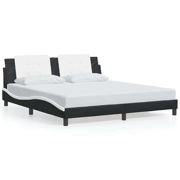 vidaXL Bed Frame without Mattress "Zadar" Black and White 180x200 cm King Fabric