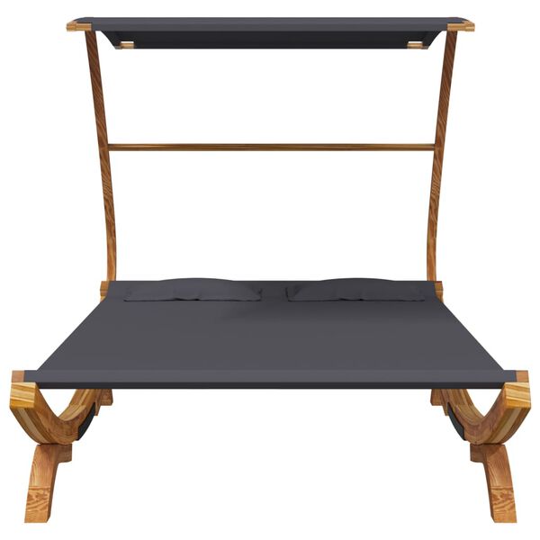 vidaXL Outdoor Lounge Bed with Canopy 165x203x138 cm Solid Bent Wood Anthracite