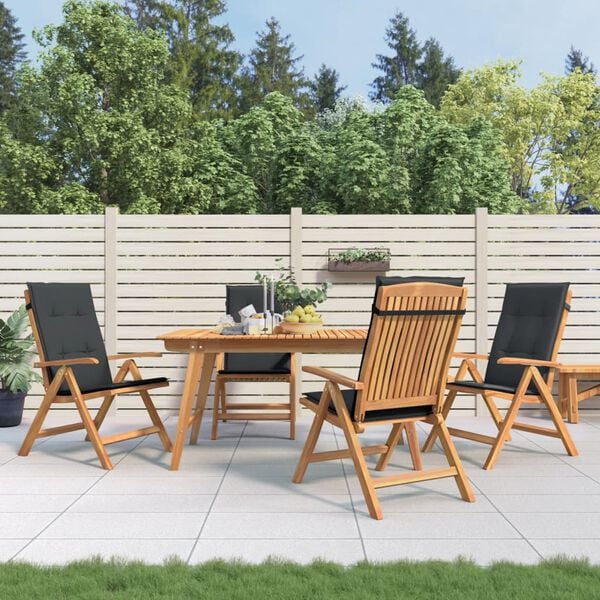 vidaXL Reclining Garden Chairs with Cushions 4 pcs Solid Wood Teak