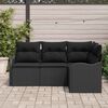 vidaXL Garden Sofa Set with Storage 4 pcs Black Poly Rattan
