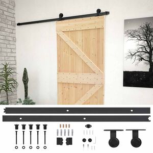 vidaXL Sliding Door 100 x 210 cm Solid Pine Wood Natural and Black