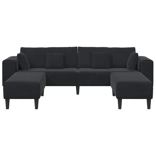 vidaXL Sofa 3 pcs Black 250 x 188 x 76 cm Velvet
