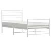 vidaXL Metal Bed Frame without Mattress with Footboard White 90x190cm