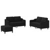 vidaXL 3 Piece Sofa Set with Cushions Black Fabric