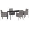 vidaXL Garden Dining Set 5 pcs Grey Poly Rattan