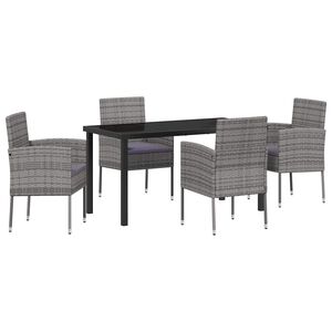 vidaXL Garden Dining Set 5 pcs Grey Poly Rattan